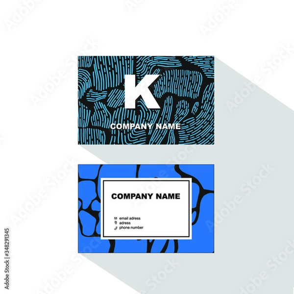 Fototapeta blue business vizit card hand-drawn