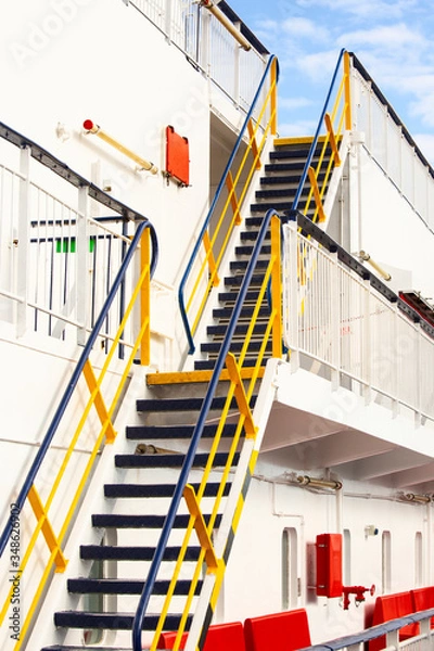 Fototapeta Two flight ladder on a passenger ferry