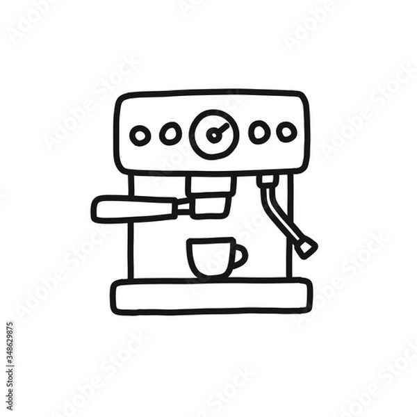 Fototapeta professional coffee machine doodle icon, vector illustration