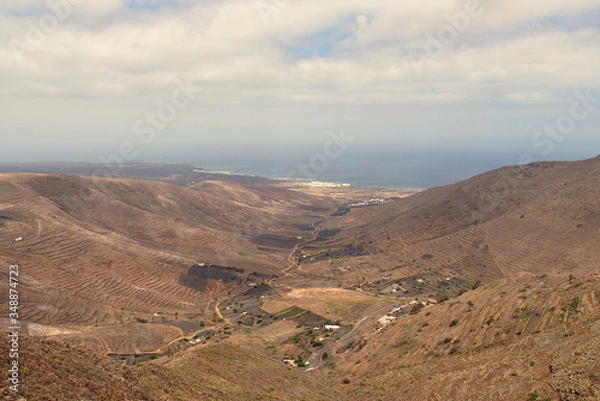 Fototapeta l calm summer cloudy landscape from the Spanish Canary Island Lanzarote