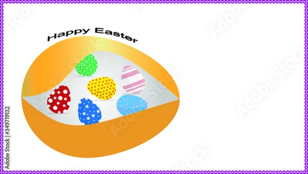 Fototapeta Colourful Happy Easter Eggs in egg shell with flower flame