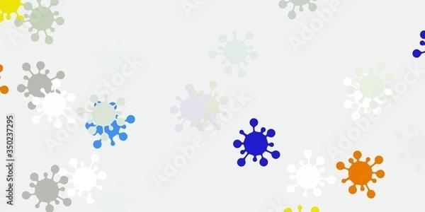 Fototapeta Light blue, yellow vector pattern with coronavirus elements.