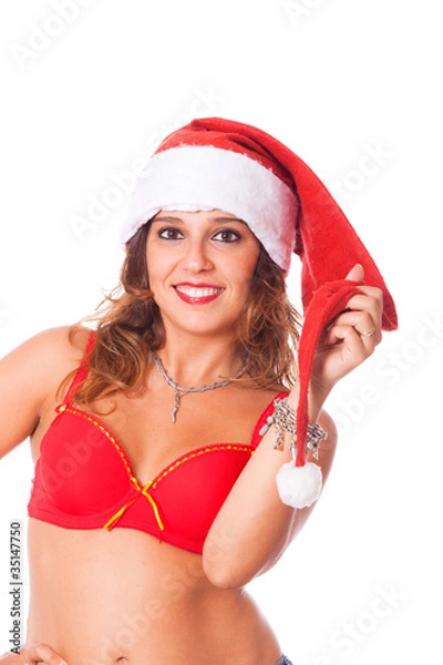 Fototapeta Sexy Woman with Santa Hat