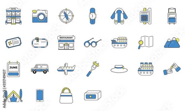 Fototapeta Travel Icons Set. Flat design Icons illustration