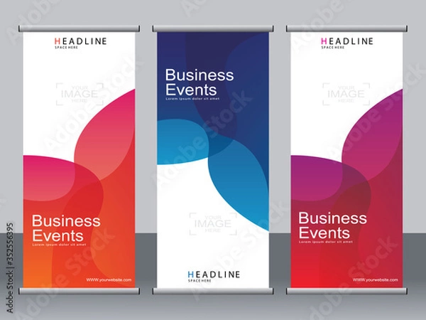 Fototapeta Business banner roll up set,standee banner template,Modern banner.