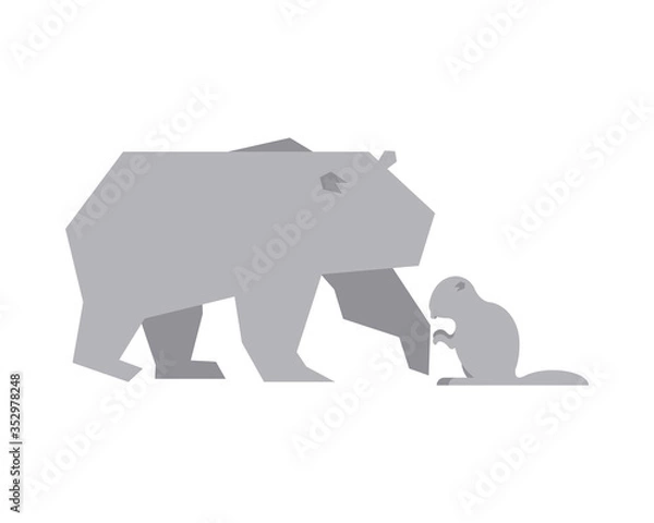 Fototapeta polar bear and beaver animals