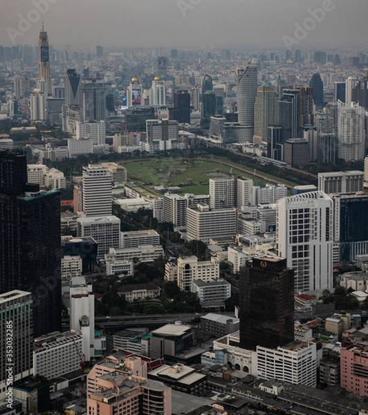 Fototapeta  panoramic skyline of Bangkok from King Power Mahanakhon, Bangkok, Thailand