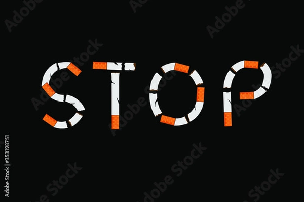 Fototapeta Stop sign with cigarettes shape. Vector illustration