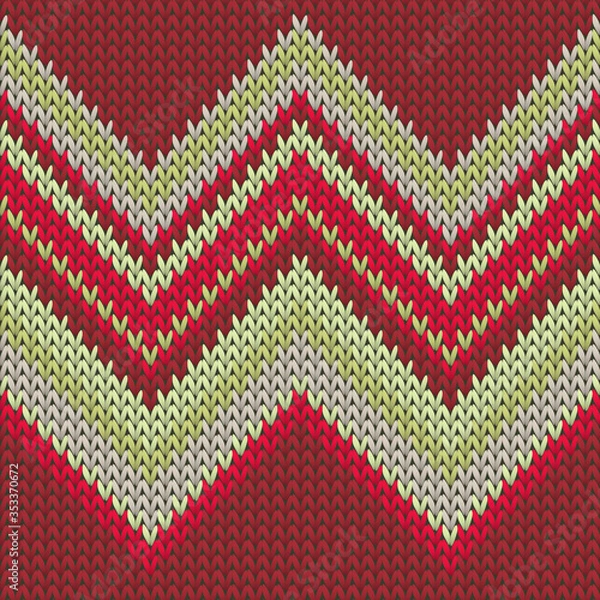 Fototapeta Woolen zig zal lines knitting texture geometric 