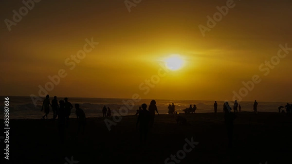 Fototapeta Sunset on Varkala Beach Popular Tourist Destination Varkala