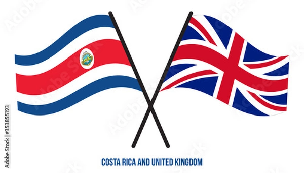 Fototapeta Costa Rica and United Kingdom Flags Crossed Flat Style. Official Proportion. Correct Colors