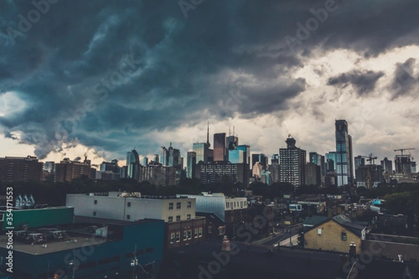 Fototapeta Storm Brewing Over the Downtown Skyline