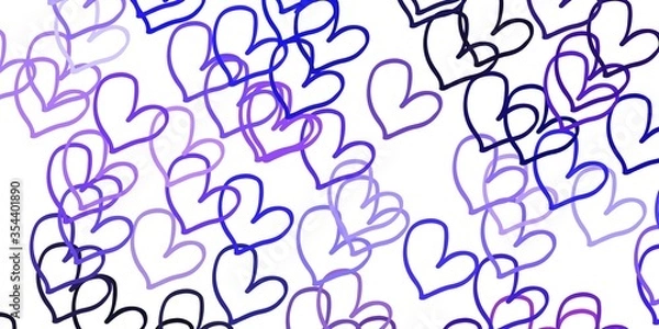 Fototapeta Light Purple vector pattern with colorful hearts.