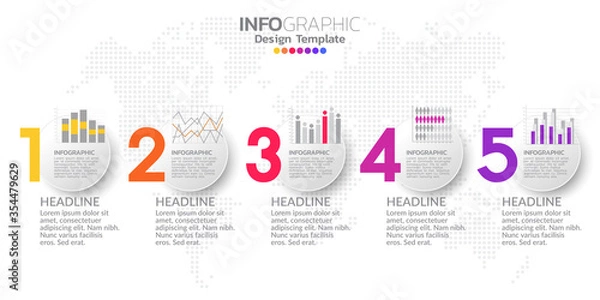 Fototapeta Infographic elements for content, diagram, flowchart, steps, parts, timeline, workflow, chart.