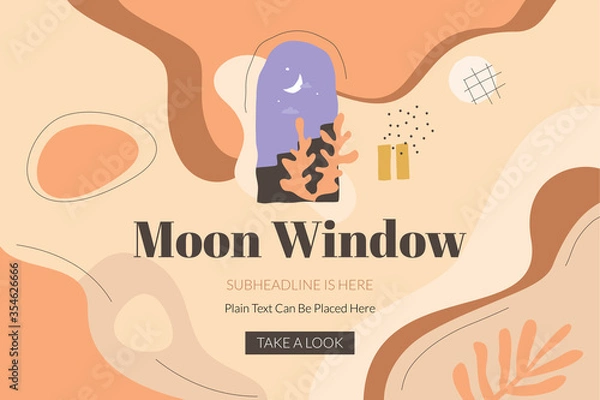 Fototapeta Moon Window Banner Template