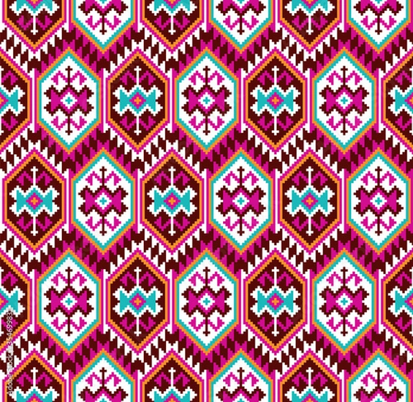 Obraz Tribal seamless colourful geometric pattern. Ethnic vector texture. Traditional ornament. 