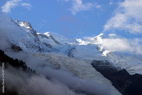 Fototapeta Mont Blanc in French Alps, France. This picture was taken from the Chamonix Village.