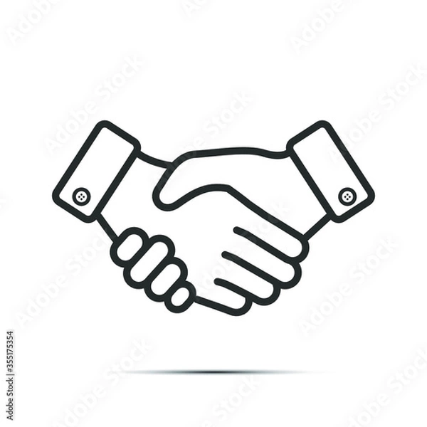 Fototapeta Business handshake / contract agreement line art vector icon for apps and websites