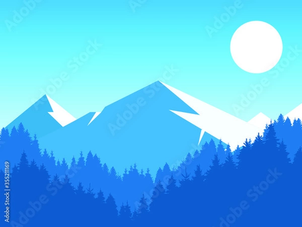 Fototapeta Nature Hill Mountain Moon Forest Snow