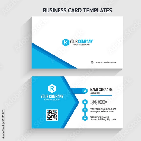 Fototapeta Modern and creative business card vector design template. Horizontal layout. editable business card vector. Perfect for your company. Vector illustration design. Print ready.