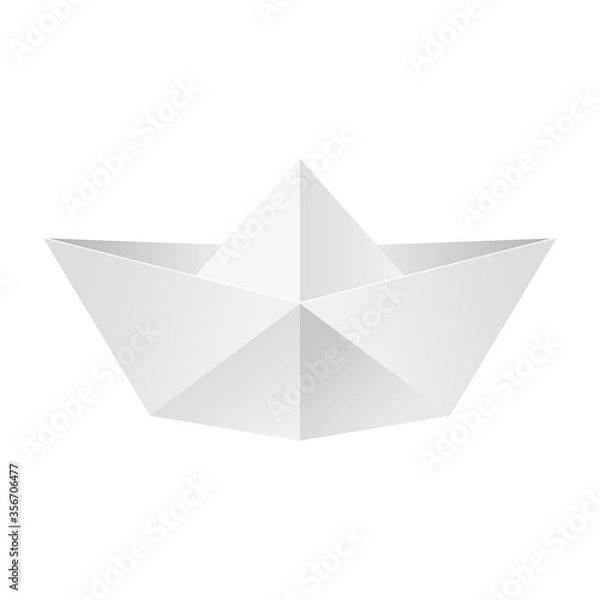 Fototapeta vector illustration of white realistic paper ship