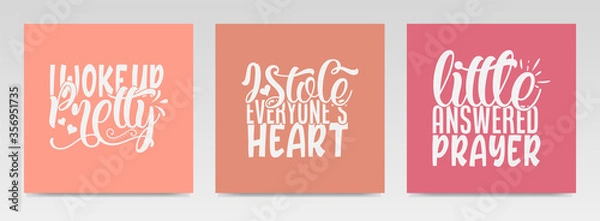 Fototapeta Cute baby quotes letter typography set illustration.