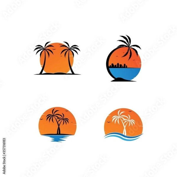 Fototapeta sunset logo icon vector