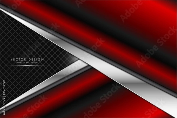 Fototapeta Metallic of red with dark space technology background vector illustration.