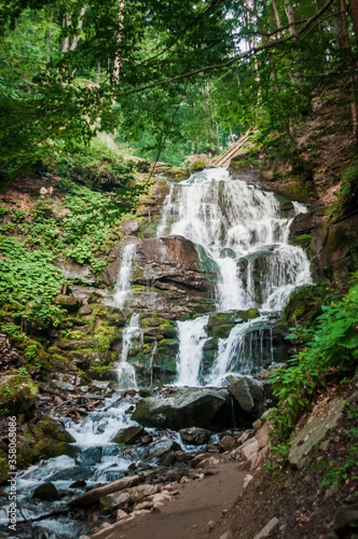 Fototapeta Shipit waterfall in the village of Pylypets, in the Carpathian Mountains