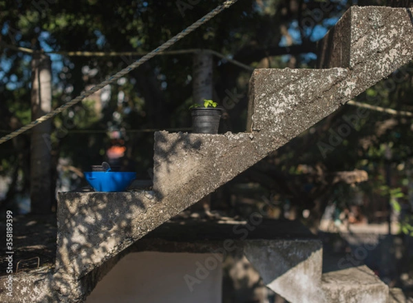 Fototapeta Outdoors urban stairs  scene, sunlight 