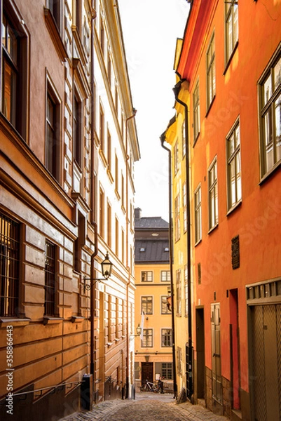 Fototapeta Architecture of the Old Town (Gamla Stan) of Stockholm, Sweden