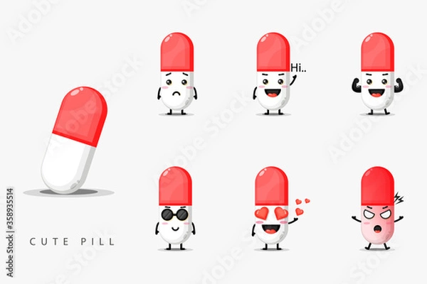 Obraz Cute mascot pill set