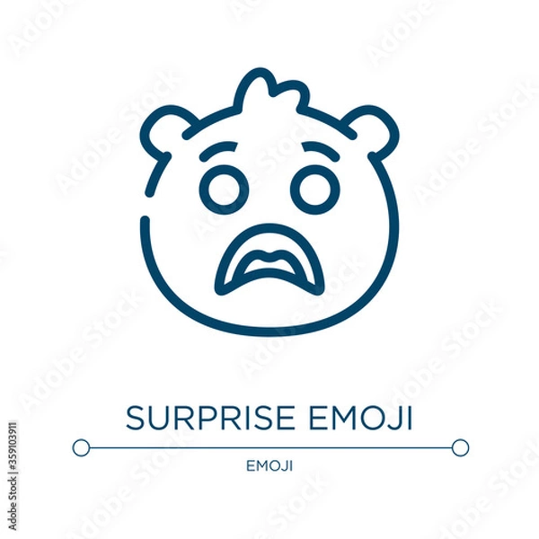 Fototapeta Surprise emoji icon. Linear vector illustration from emoji collection. Outline surprise emoji icon vector. Thin line symbol for use on web and mobile apps, logo, print media.