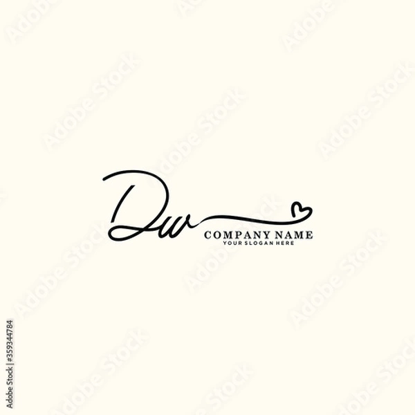 Fototapeta DW initials signature logo. Handwriting logo vector templates. Hand drawn Calligraphy lettering Vector illustration.