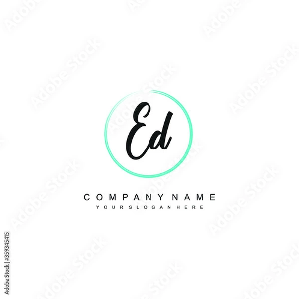 Fototapeta ED initials signature logo. Handwriting logo vector templates. Hand drawn Calligraphy lettering Vector illustration.