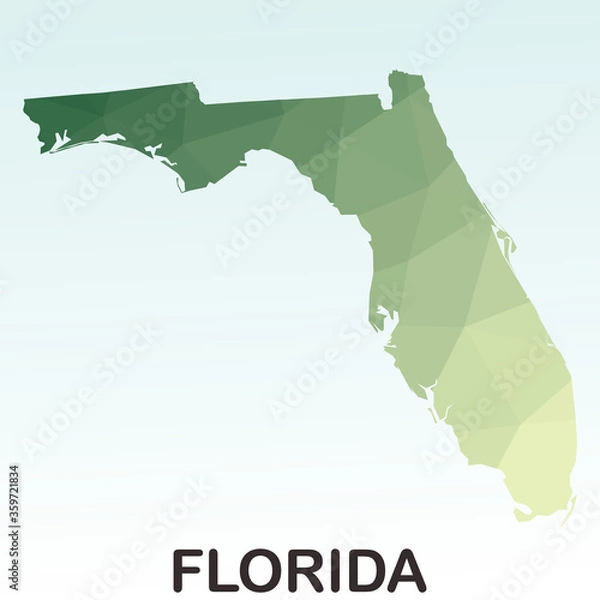 Fototapeta Florida States Map, Polygonal Geometric,Green Low Poly Styles, Vector Illustration eps 10, Modern Design, High Detailed