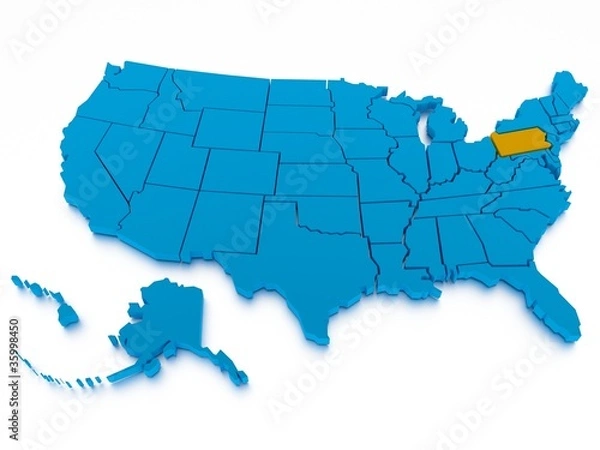 Fototapeta a 3D rendered map of USA