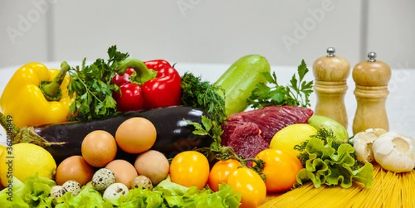 Fototapeta Healthy food concept on the kitchen table