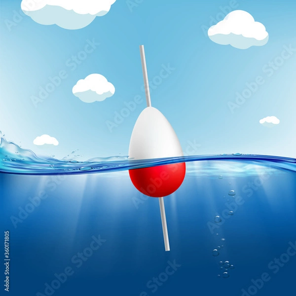 Fototapeta Float or buoy on a water surface with waves