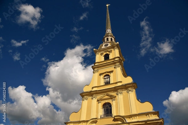 Fototapeta Peter and Pauls cathedral at Peter and Pauls fortress. Saint-Petersburg, Russia. Color photo.