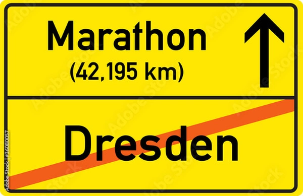 Fototapeta Schild Marathon Dresden