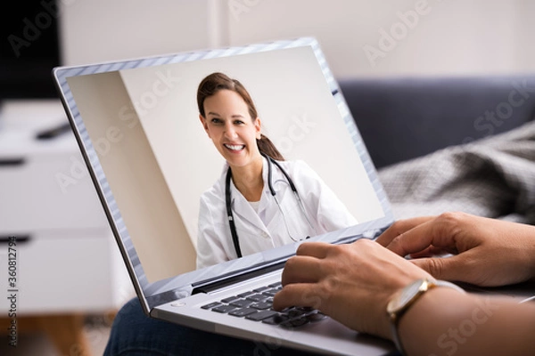 Fototapeta Online Medical Video Conference With Doctor