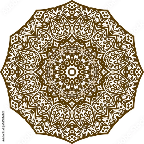 Obraz Mandala Design in a white background.Deep Brown Color Decorative Design.