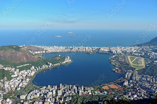 Fototapeta Top view of the Rodrigo de Freitas Lagoon in Rio de Janeiro