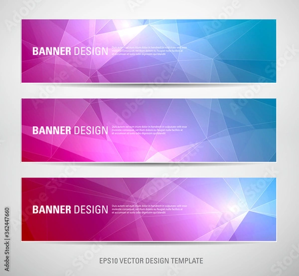 Fototapeta set of vector banners with polygonal background