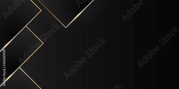 Fototapeta Modern abstract black background with gold line composition