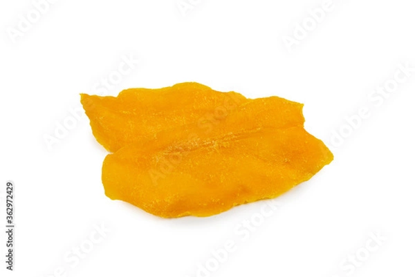 Fototapeta Tasty sugar mango slices background. Top view.