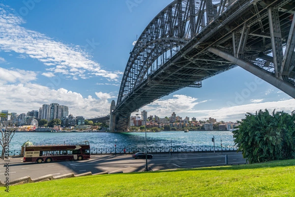 Fototapeta View of Sydney harbor bridge and sydney downtown skyline, Australia.