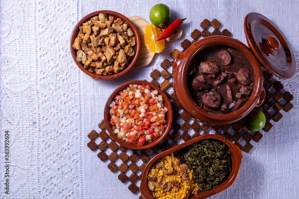 Fototapeta Feijoada, the Brazilian cuisine tradition with space for text