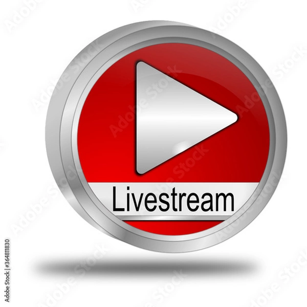 Fototapeta Livestream Button - 3D illustration